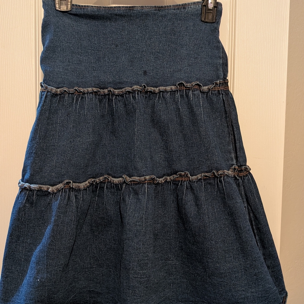 579 Blue Knee-Length Bubble Skirt